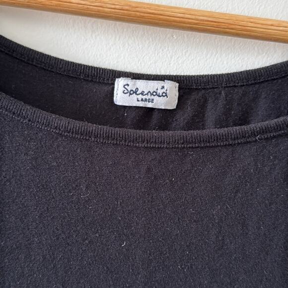 Splendid Black Tee Pima Cotton Blend Size Large - Picture 4 of 5